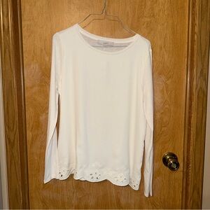 LOFT Women's White Long Sleeve Top